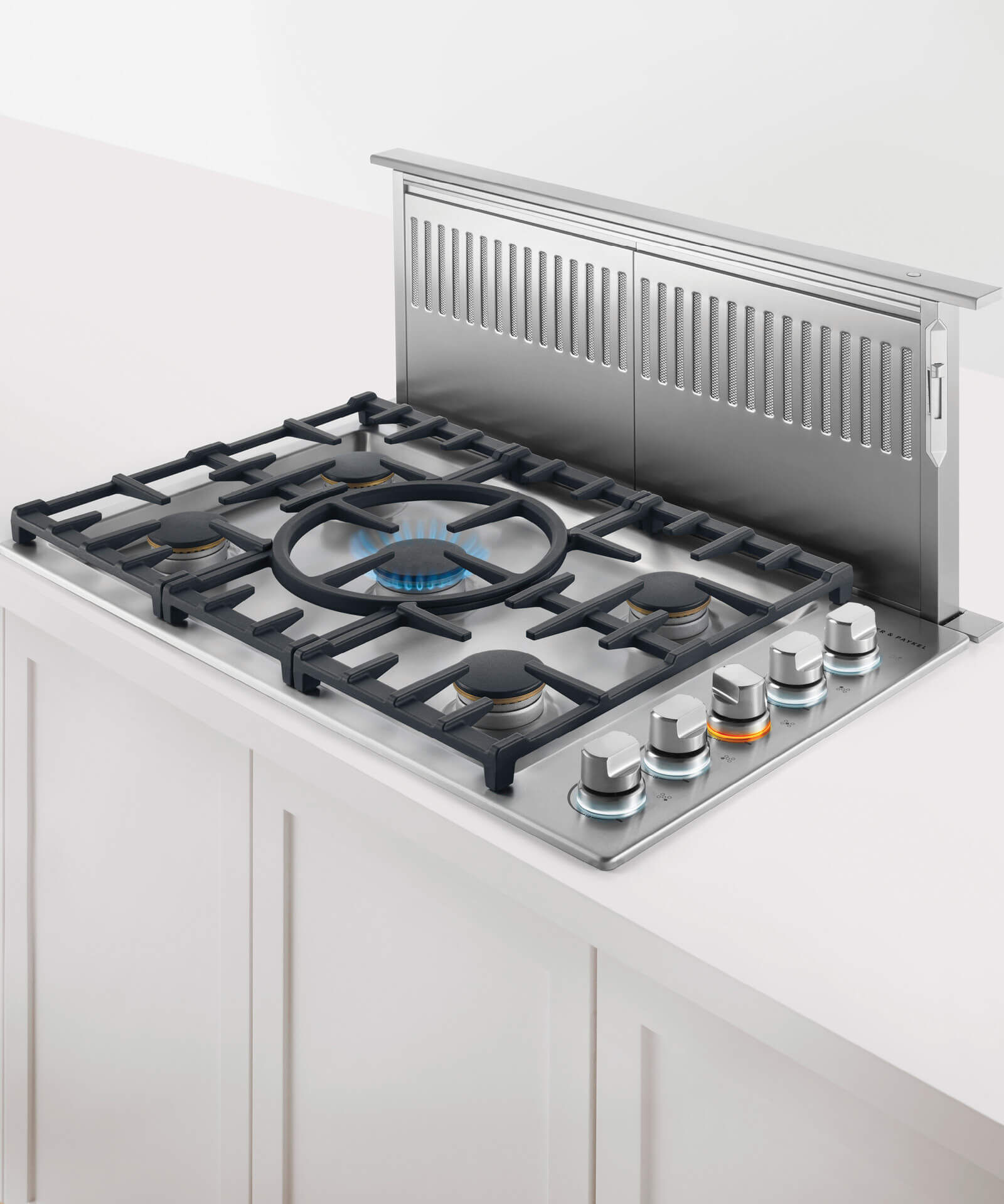 Stove with built in deals downdraft vent