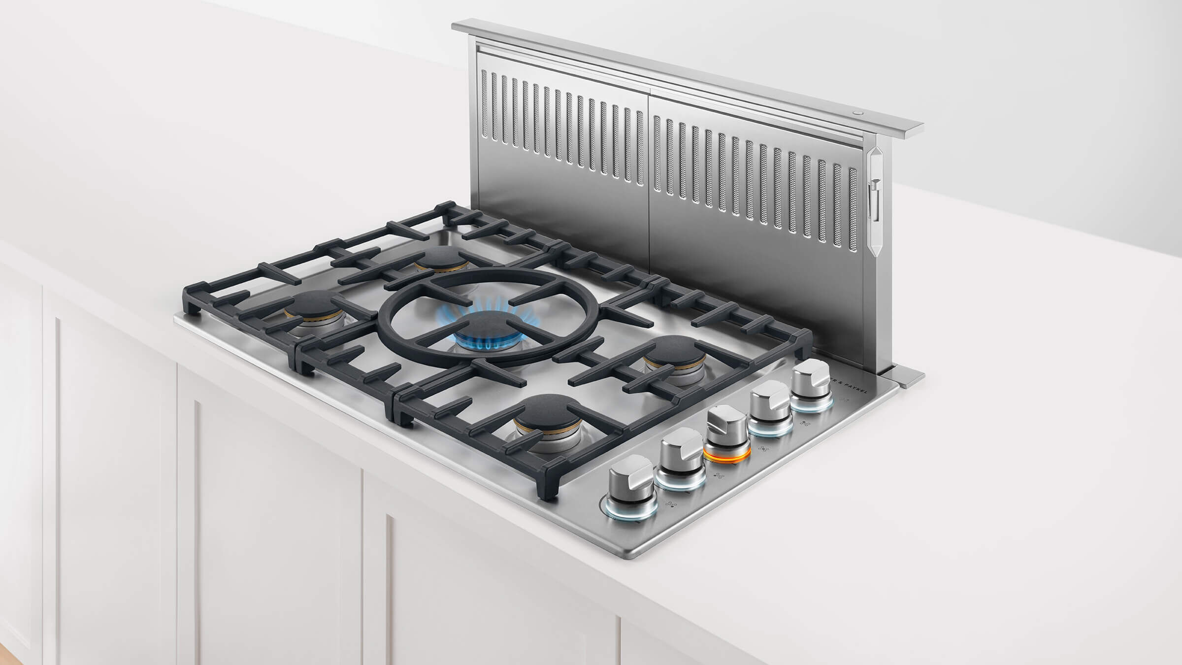 Gas cooktop with built in deals vent