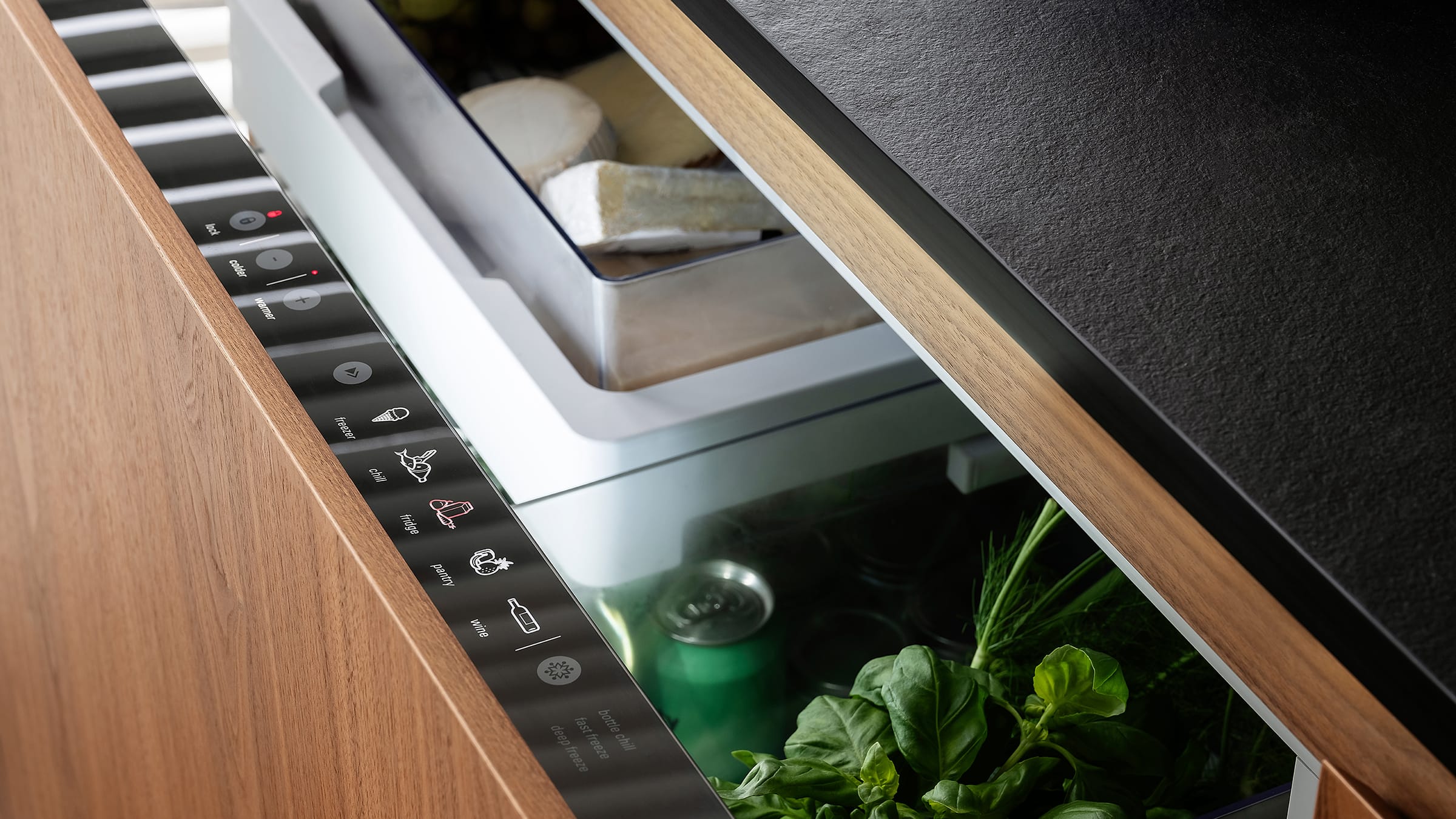Close up of the Fisher & Paykel Integrated CoolDrawer